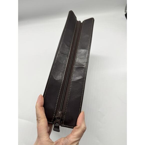 Longines Brown Leather Clutch Bag Vintage Logo Old Money - Picture 4 of 10